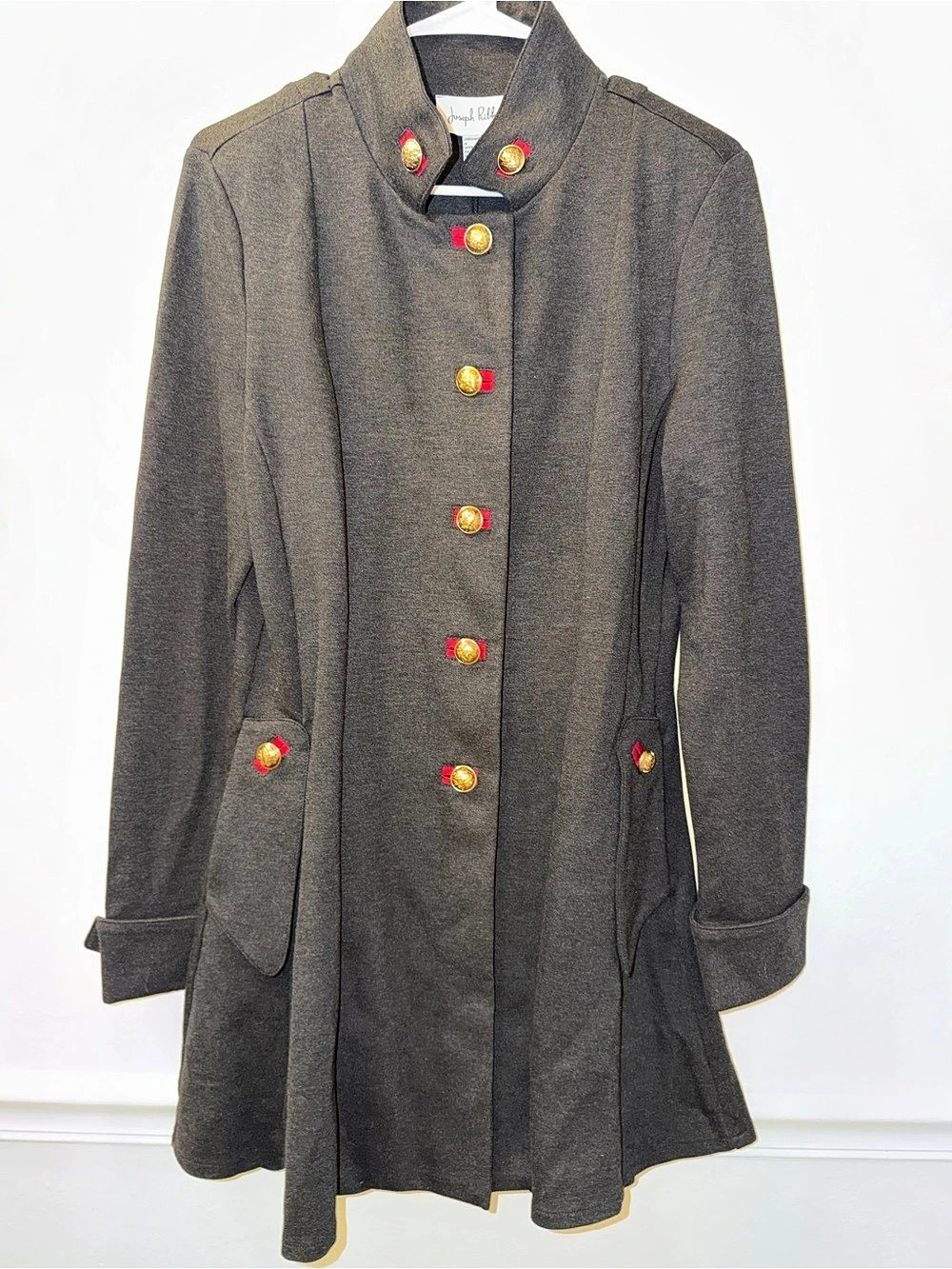 Joseph Ribkoff Gray Military-Style Coat Size 10 NWT